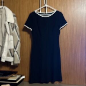 Ann Taylor Black Mini Dress with White Accents